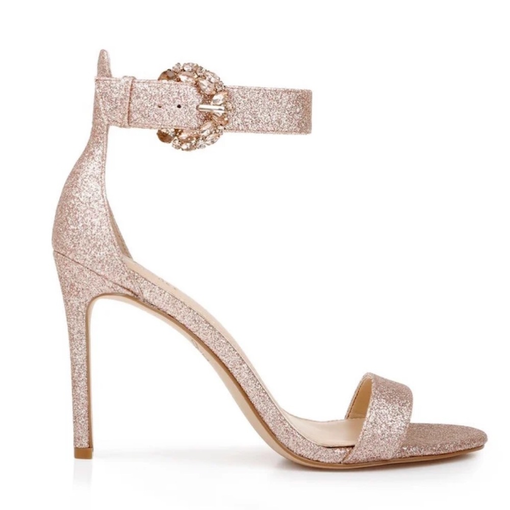 Jewel Badgley Mischka Lively wedding heels glitter size 7 champagne